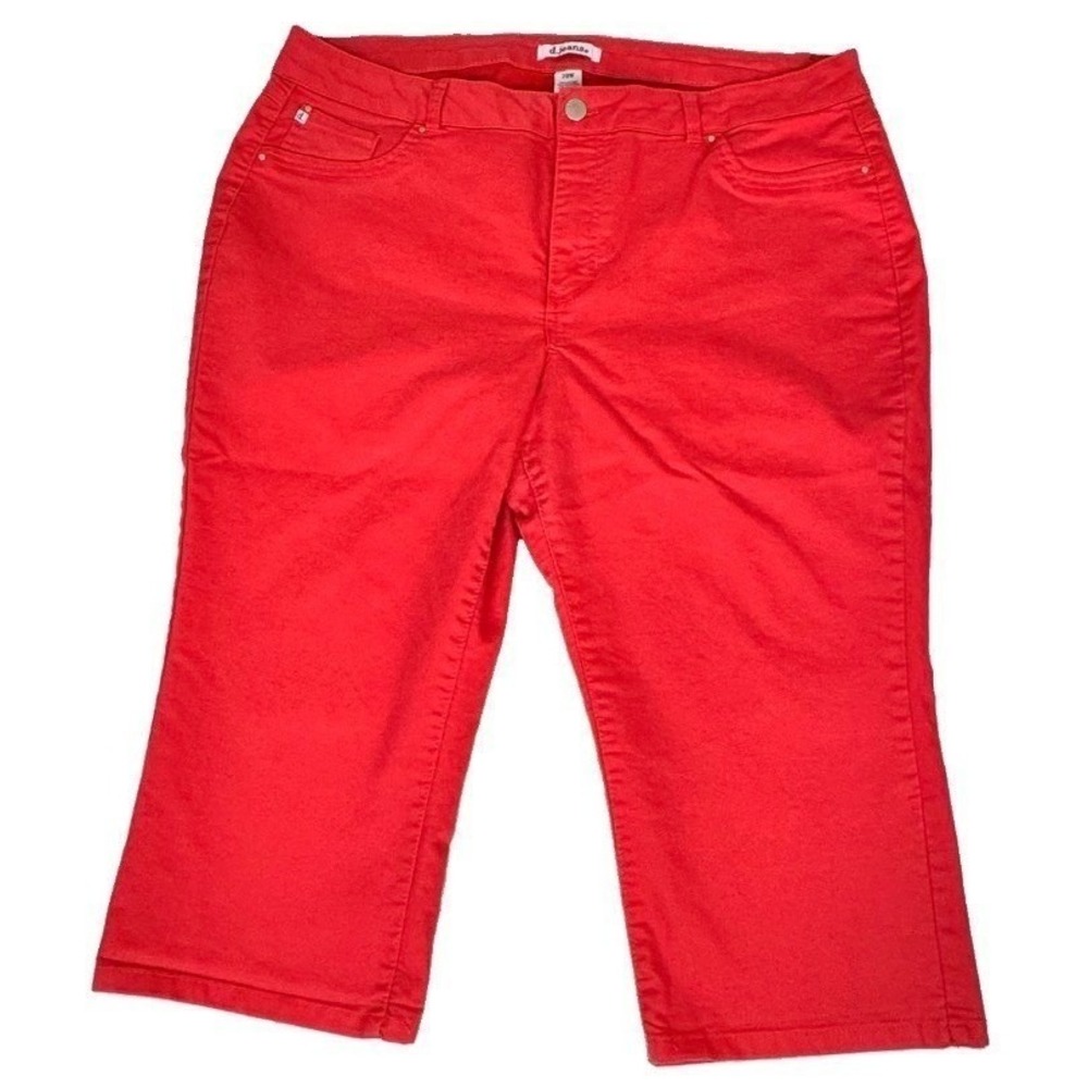 d.jeans Capri Pants Women 20W Red Cropped Stretch Denim Casual Summer